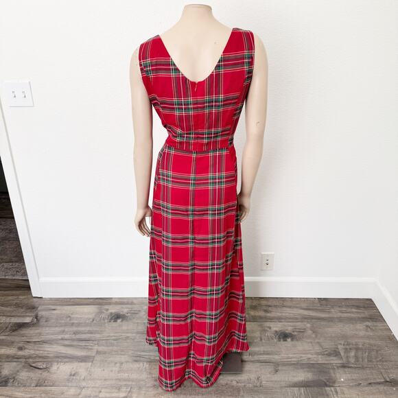 [ModCloth] Collectif Red Tartan Plaid Rebel Check Isabella Maxi Dress NWT Sz 14 - Picture 3 of 13